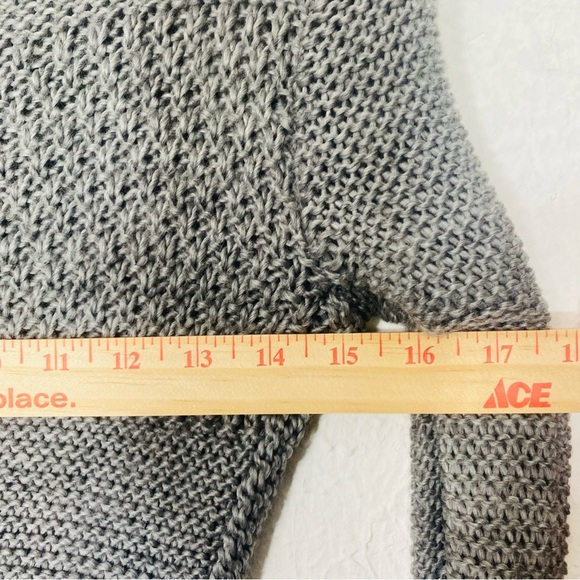 Y2K Cozy BKE Cardigan Sweater Grey Open Knit Wool Cable Knit Chain Detail Boho - Picture 2 of 9